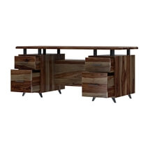 Hondah Solid Wood 70 Inch Modern Dual Sided Storage Executive Desk