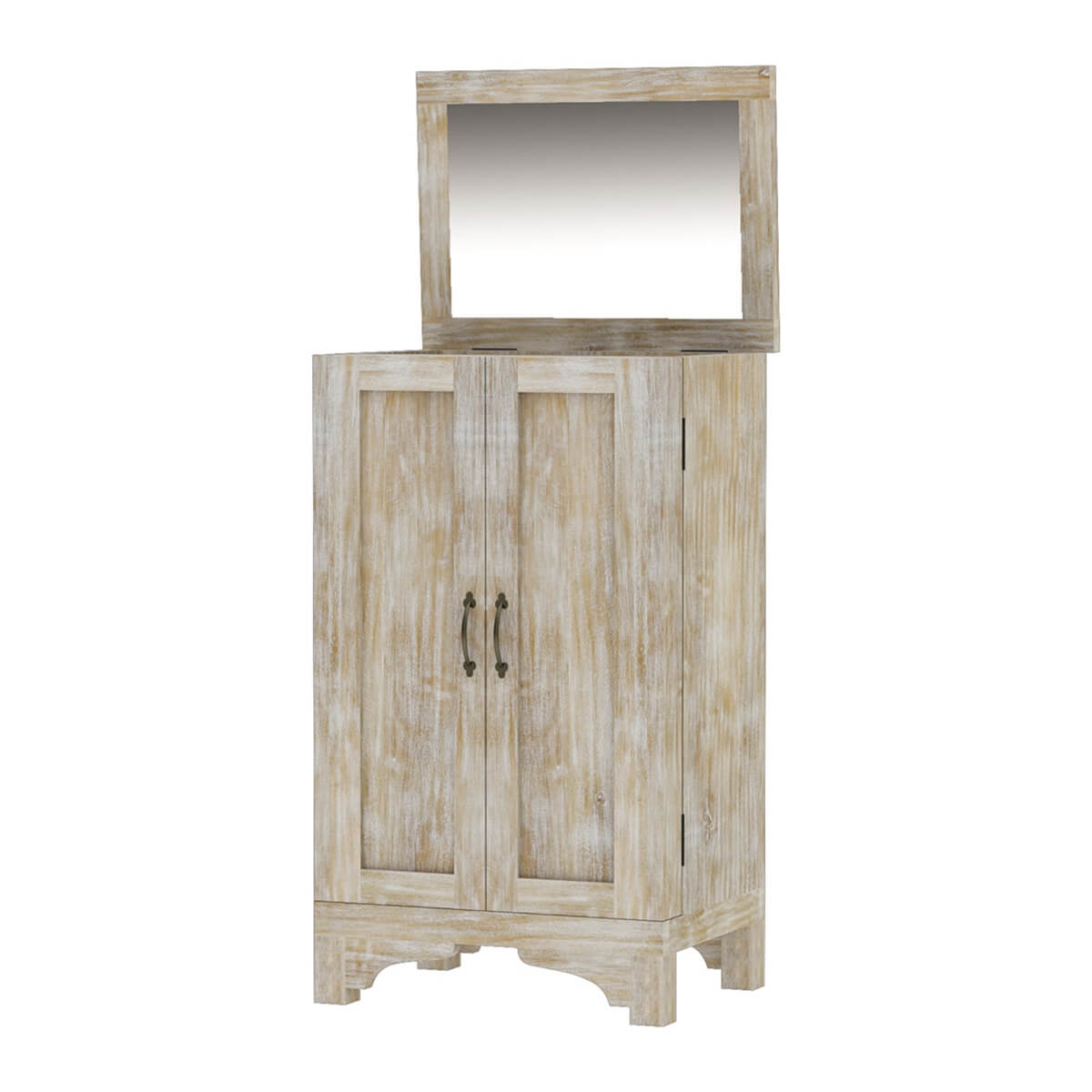 Gothic Rustic Winter White Mango Wood Jewelry Armoire