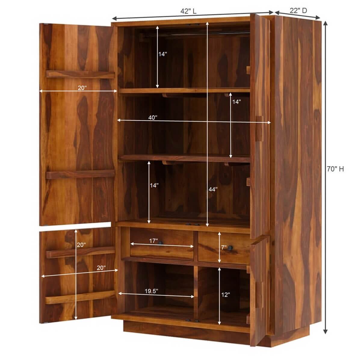 Brocton Rustic Solid Wood Large Modern Clothing Armoire Wardrobe