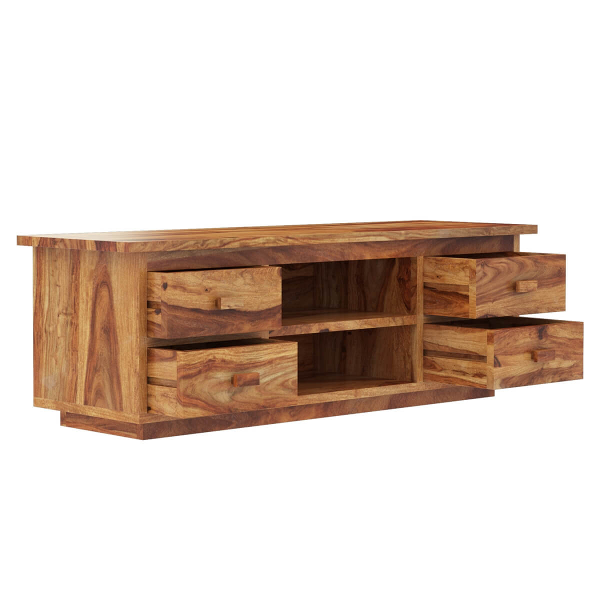 Delaware Rustic Solid Wood TV Media with 4 Drawers
