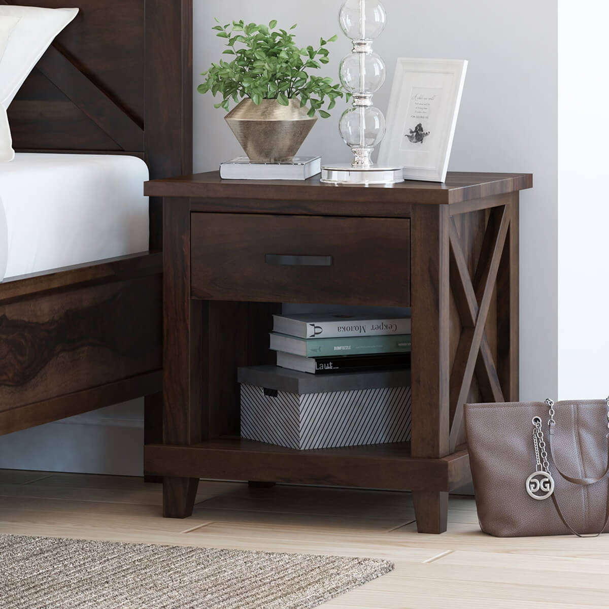 Rustic Wood Nightstands Solid Reclaimed Wood Nightstand Novielo