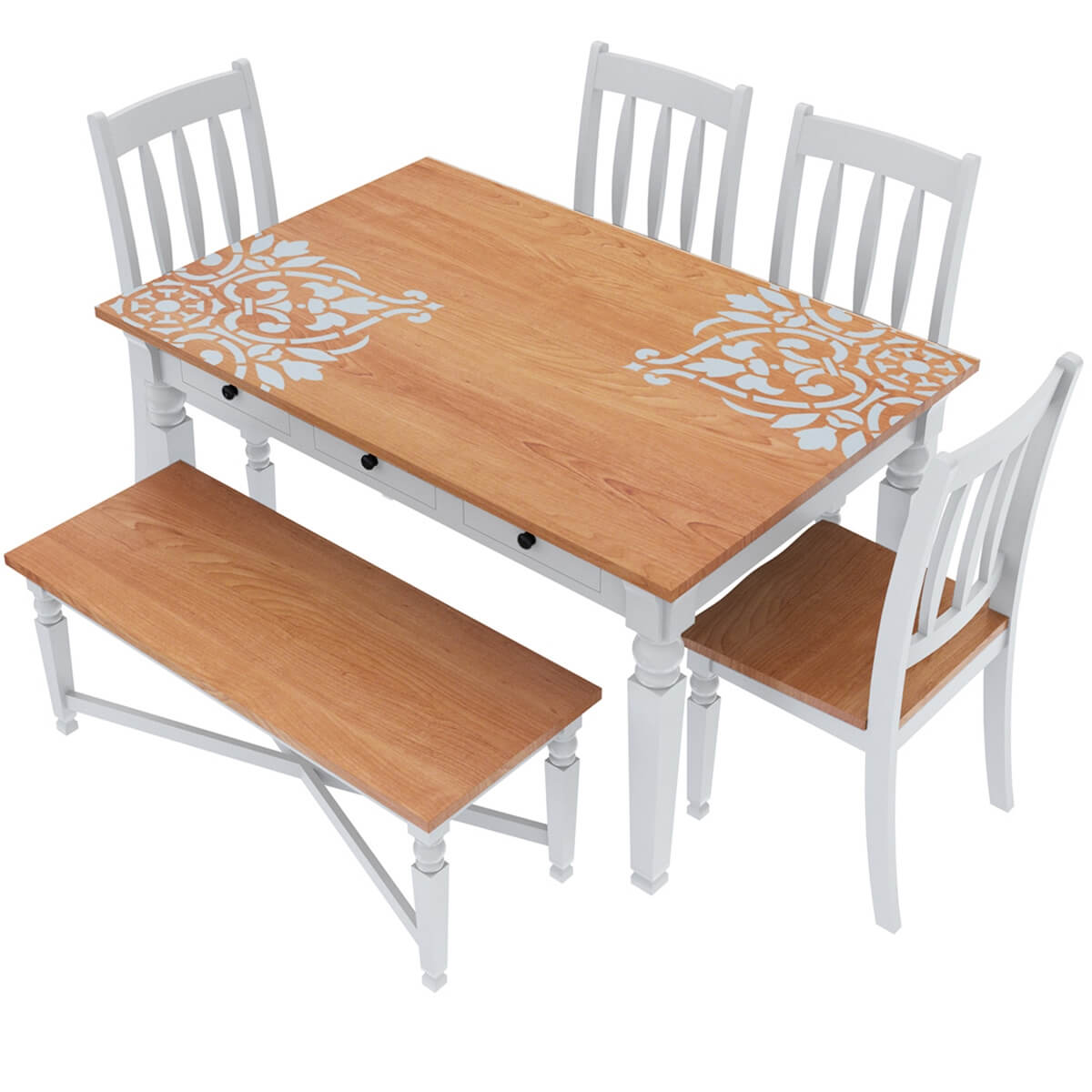 Ruston Two Tone Mahogany Wood 7 Piece Dining Room Collection