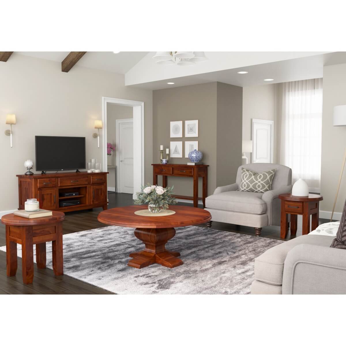 Sierra Nevada Rustic Solid Wood 5 Piece Living Room Set