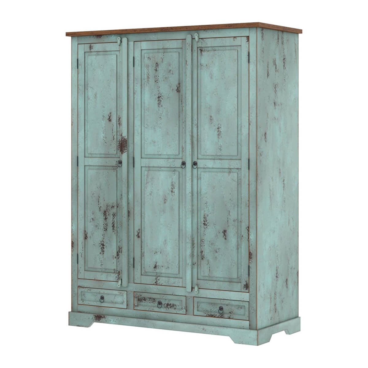 Scranton Two Tone Solid Wood Armoire Wardrobe with Hanging Rod & Shelves