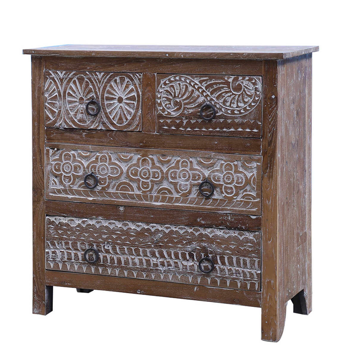 Olney Rustic Solid Reclaimed Wood 4 Drawer Moroccan Bedroom Dresser