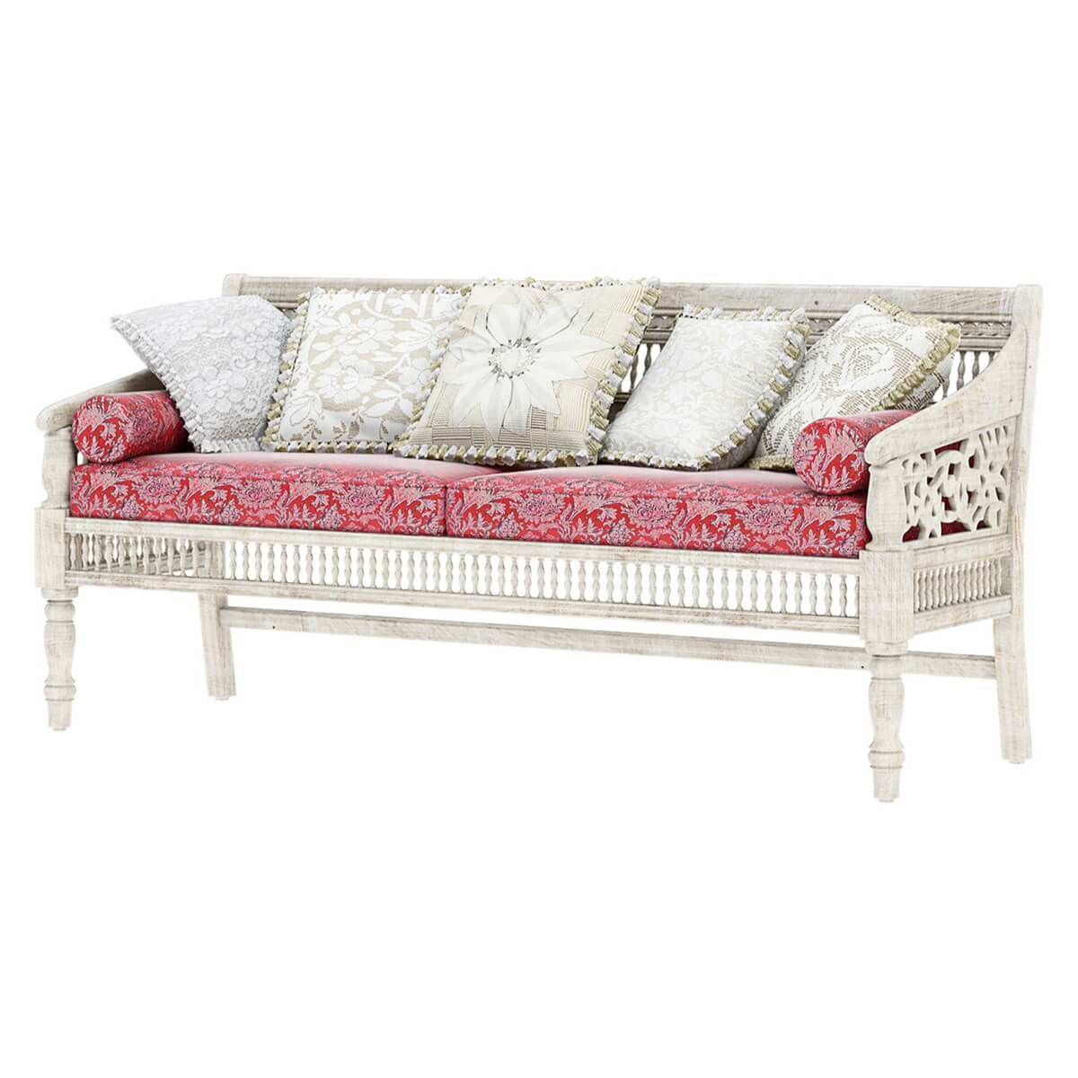 Pennsylvania Mahogany Wood Handcarved Moroccan Living Sofa