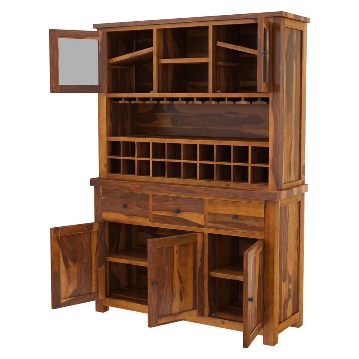 Cloverdale Rustic Solid Wood Dining Room Bar Hutch