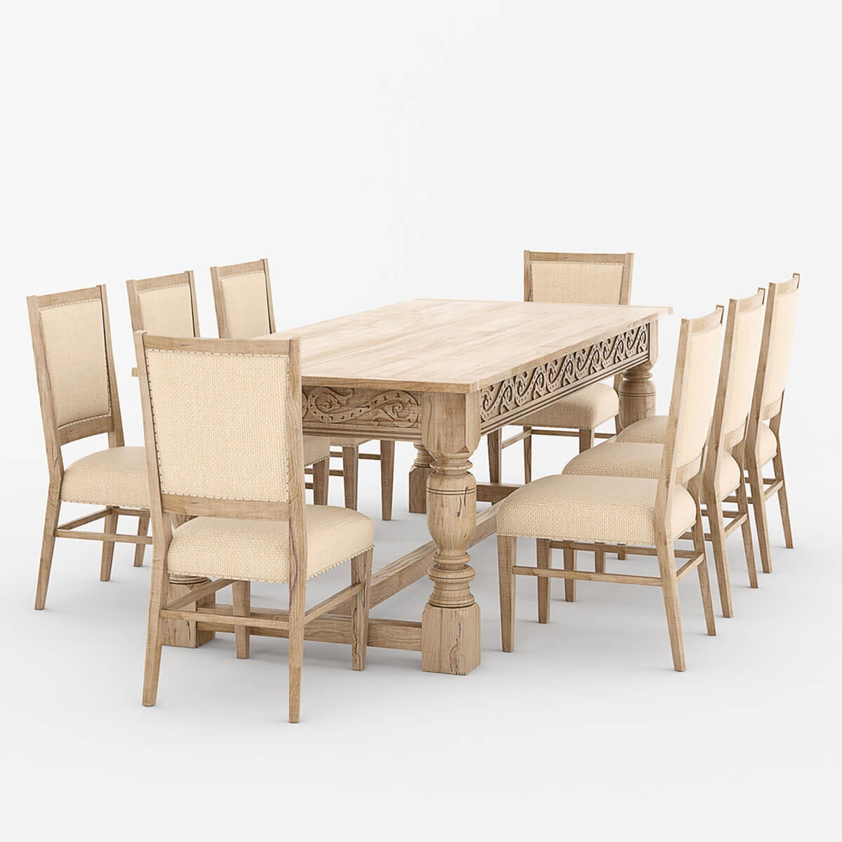 Adelanto Rustic Teak Wood 10 Piece Dining Room Set