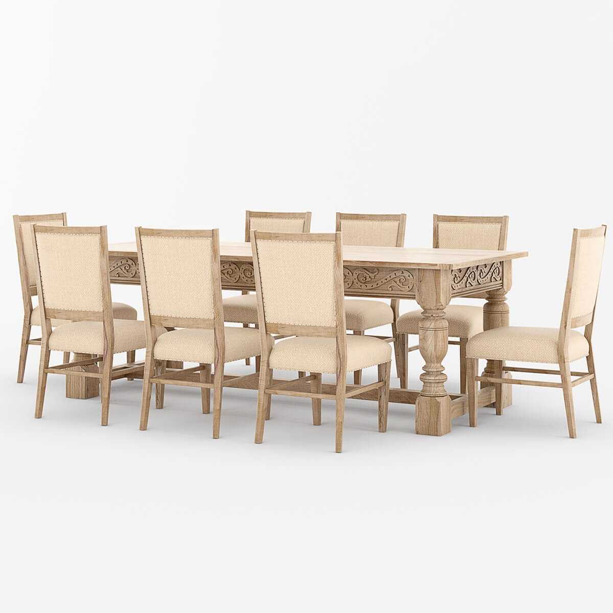 Adelanto Rustic Teak Wood 10 Piece Dining Room Set