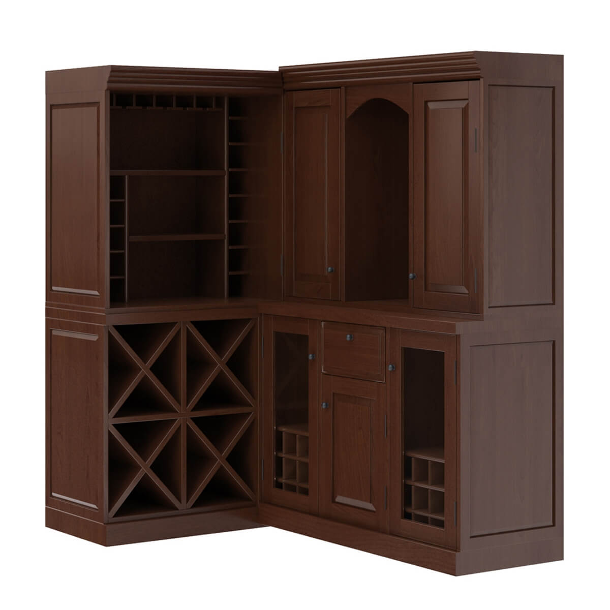 Zermatt Solid Wood 2Piece Large Hutch Wine Bar Unit