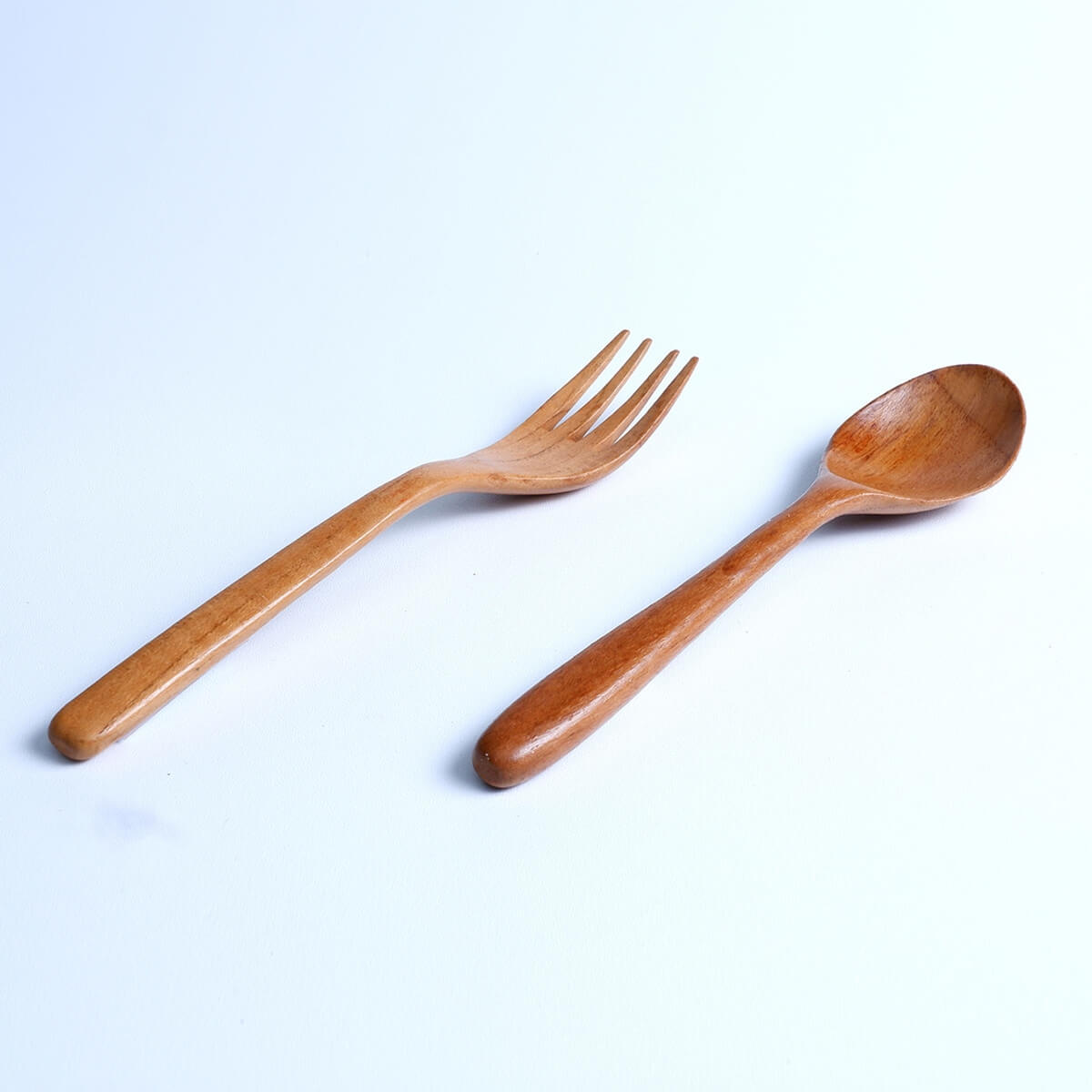 Bibury Solid Teak Wood Fork and Spoon Set (Pack of 12 Pieces)