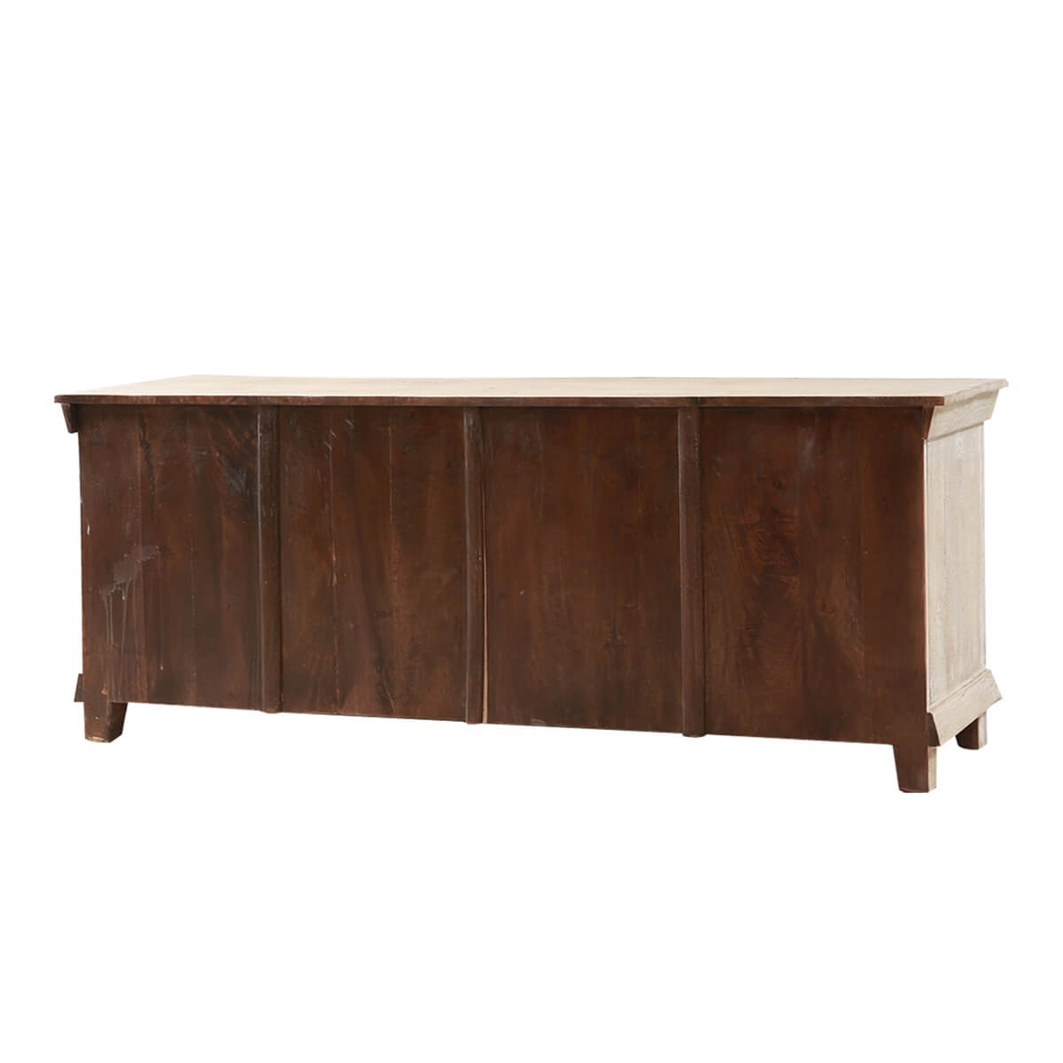 Queenstown Hand Carved Distressed Solid Wood 59" White TV Stand