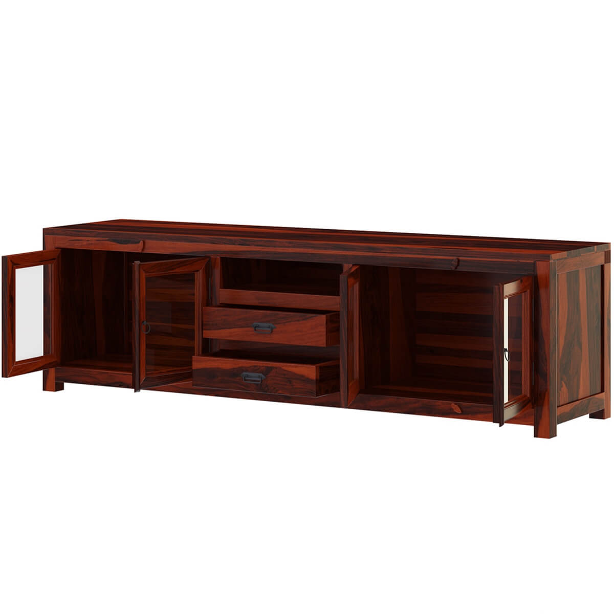 Rustic Solid Wood Long TV Media Stand Console