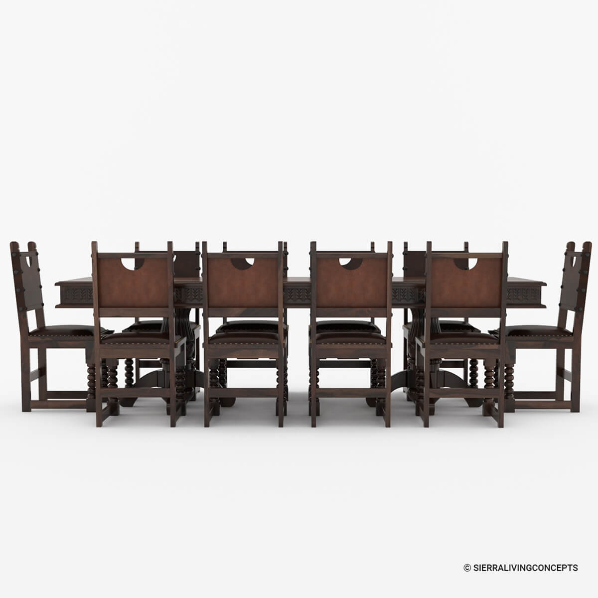 Nottingham Solid Wood Large Rustic Dining Room Table Chair Set