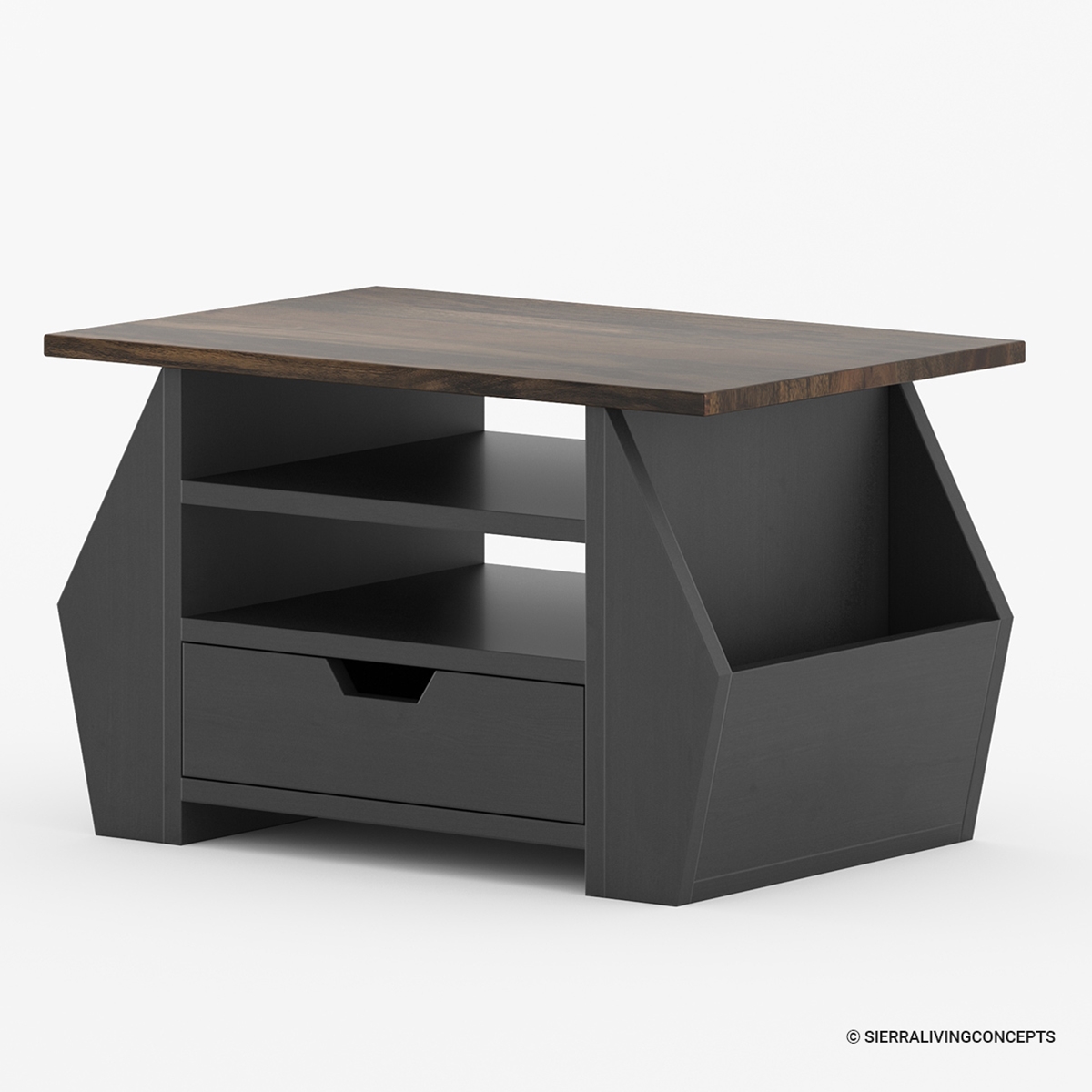 Grenoble Solid Wood Rectangle Coffee Table With Storage