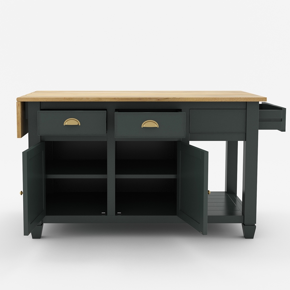 Geneva Solid Wood 2 Tone Kitchen Island Table With Drawers