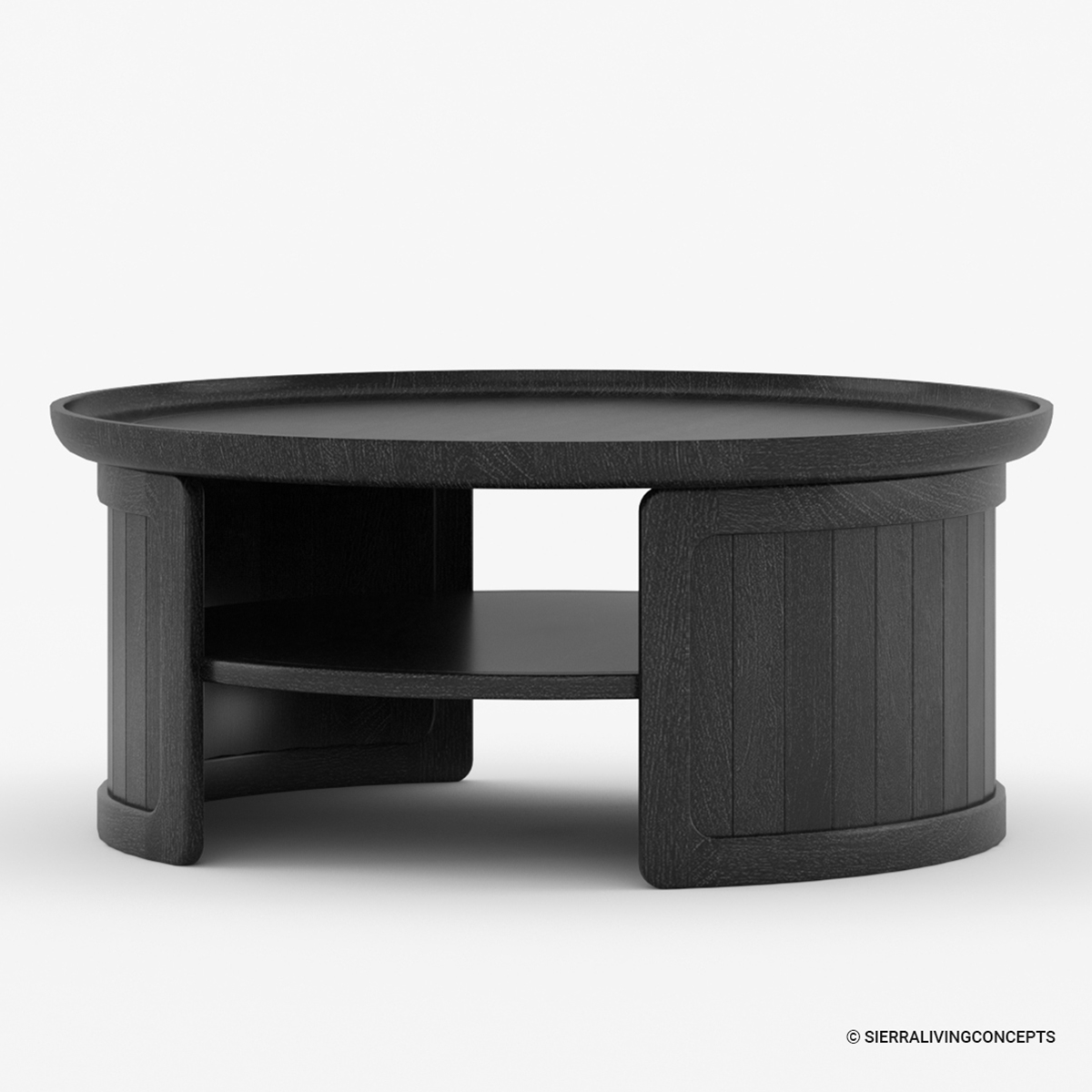 Marylebone Modern Round Black Coffee Table with Storage