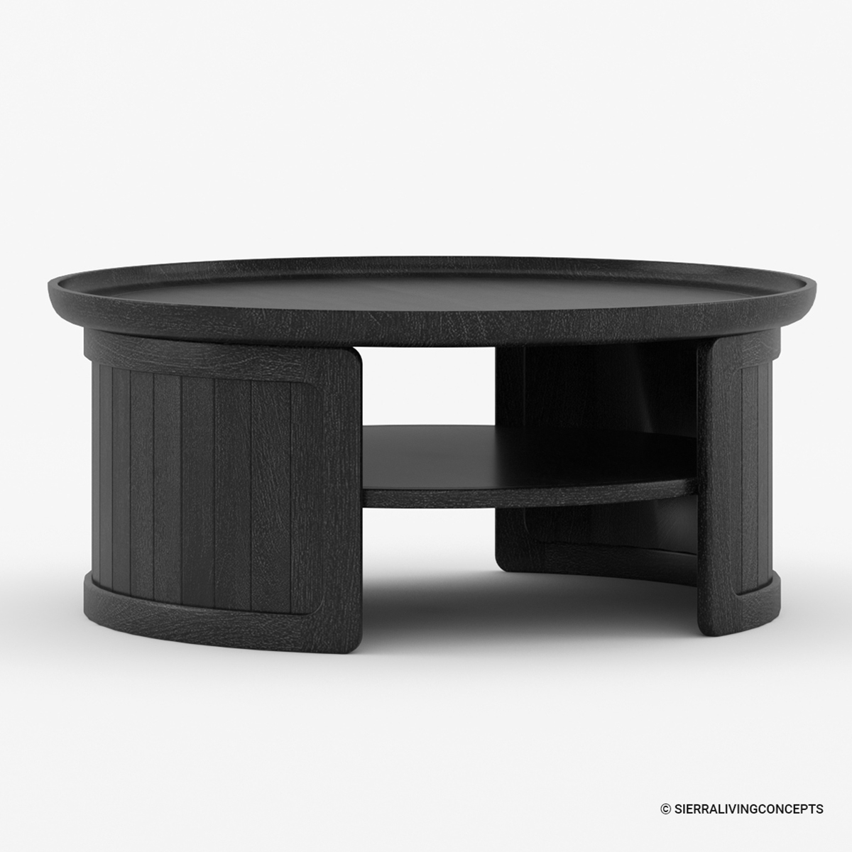 Marylebone Modern Round Black Coffee Table with Storage