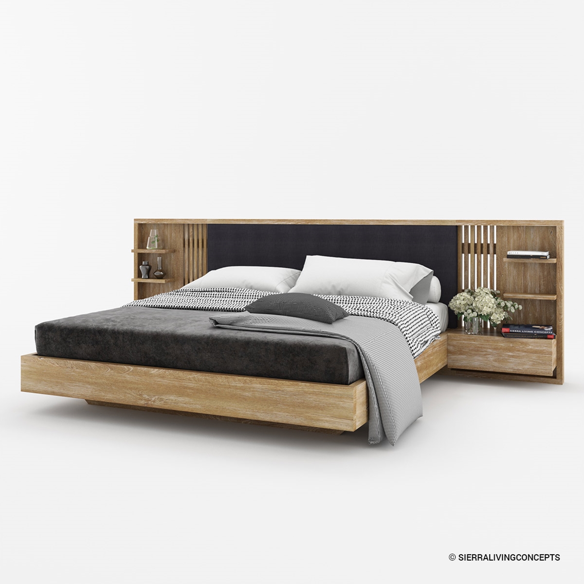 Haddington Rustic Solid Wood Floating Platform Bed