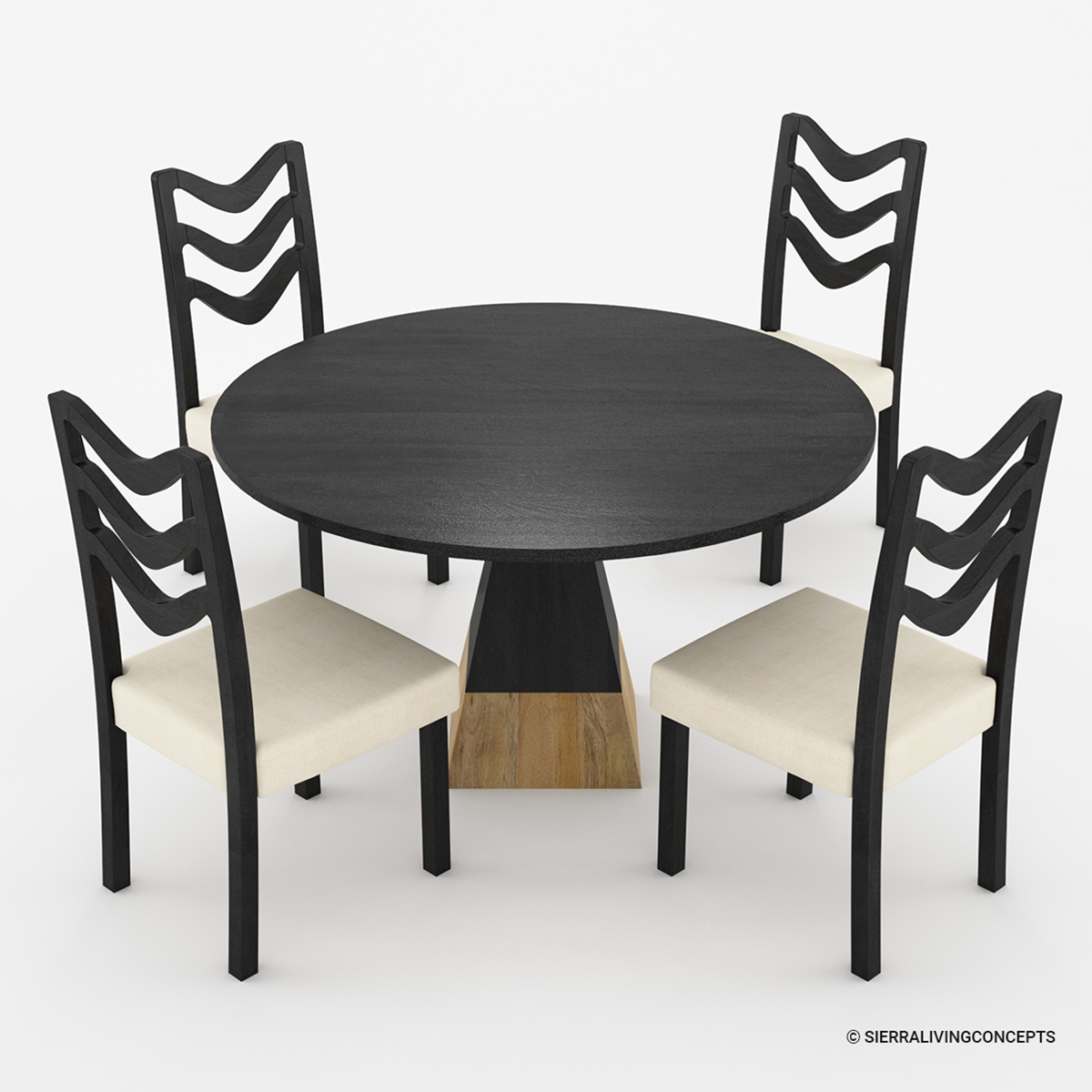 Middelburg Black 4 Seater Small Round Pedestal Kitchen Table Set