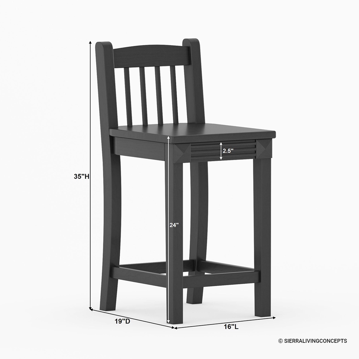 Marstrand Black Solid Wood Counter Height Dining Chair