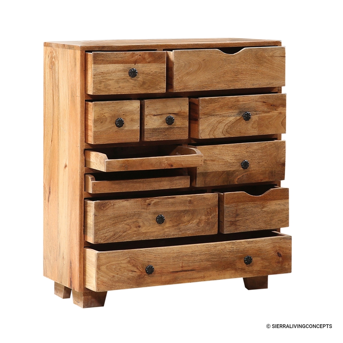 Marin Country Rustic Solid Wood 9 Drawer Bedroom Dresser