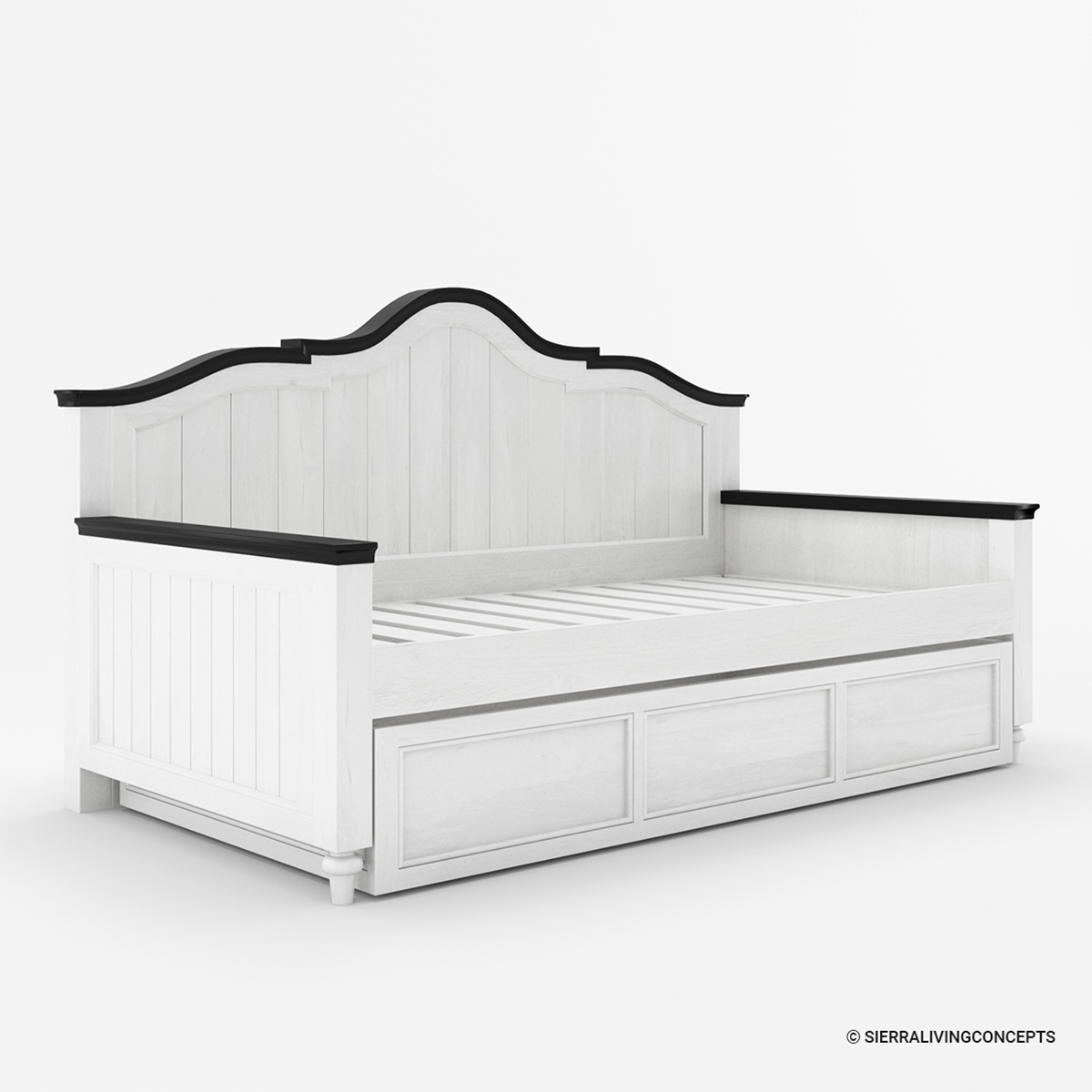 Girona Solid Wood Modern Farmhouse Twin Daybed With Popup Trundle