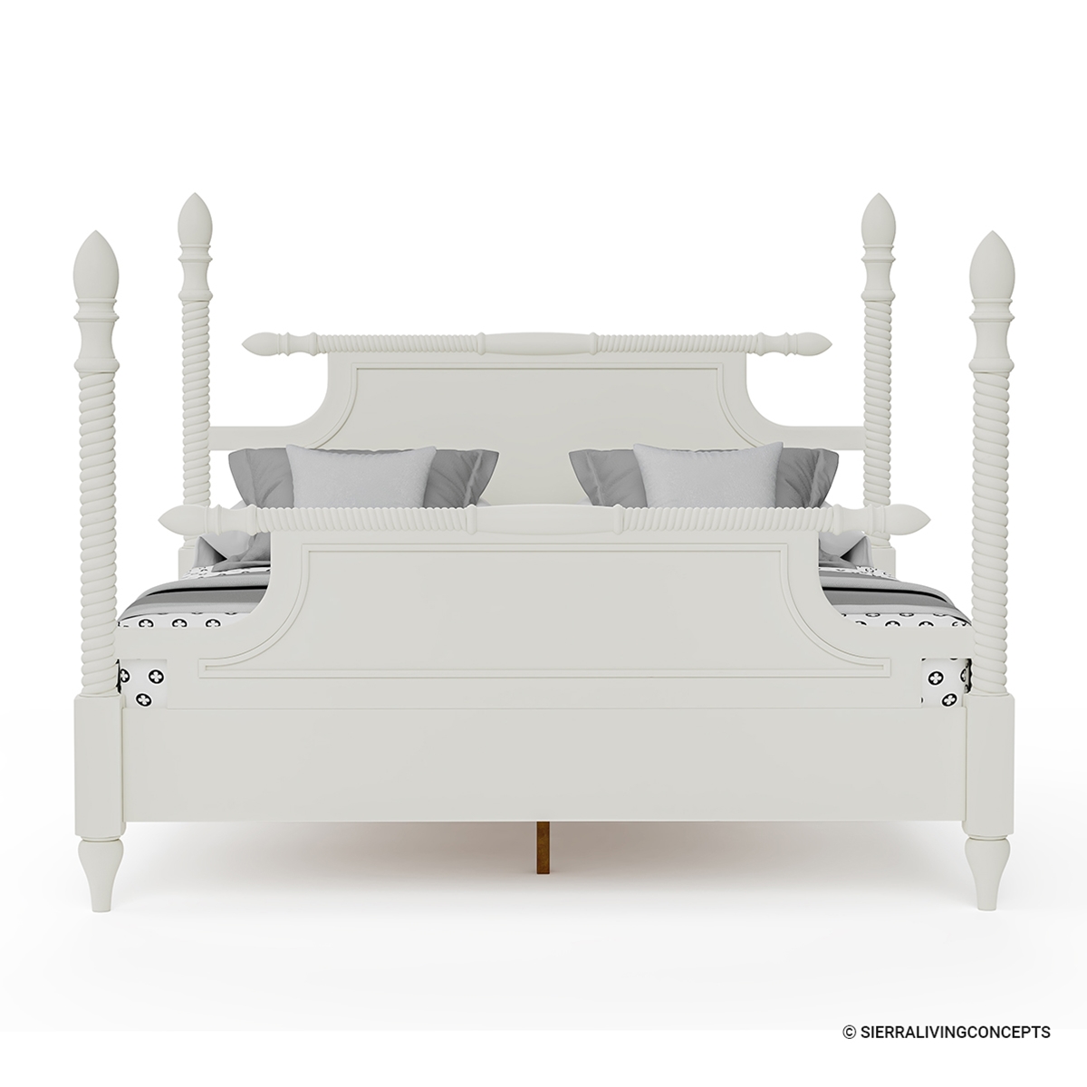 Hartlepool White Solid Wood Platform 4 Poster Bed