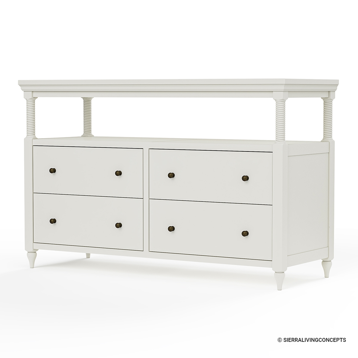 Hartlepool White Solid Wood 4 Drawer Long Dresser