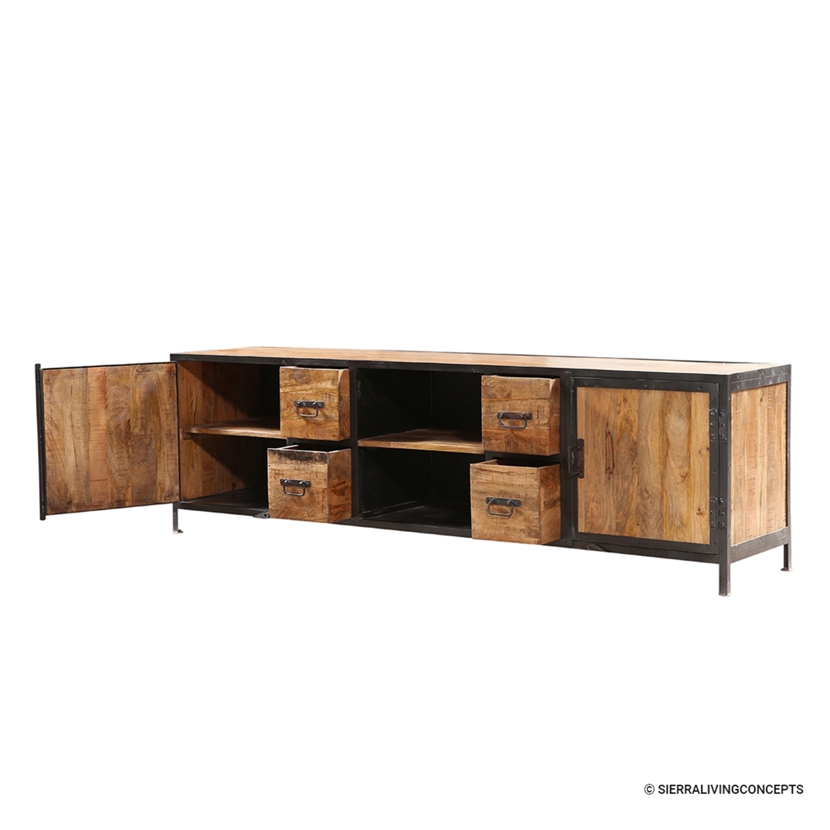 Avalon Industrial Style 4 Drawer Wide Media