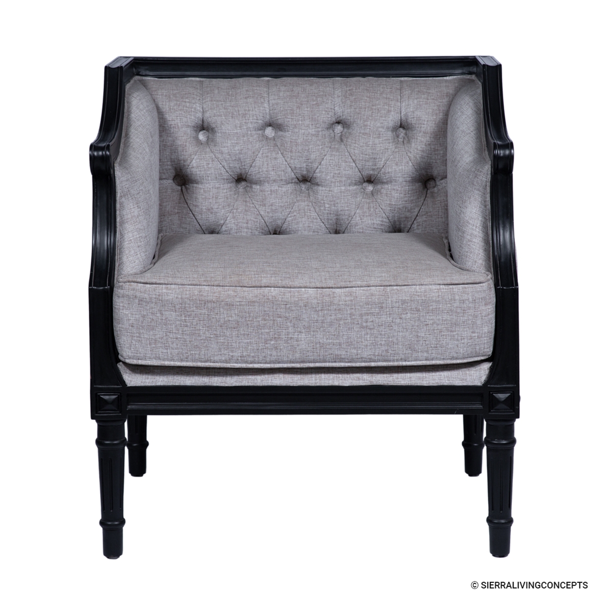 Elgin Mahogany Wood Contemporary Tufted Arm Chair Sofa