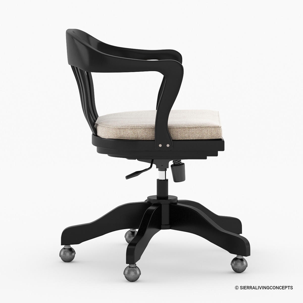 Bloomfield Farmhouse Solid Wood Ergonomic Rolling Office Chair