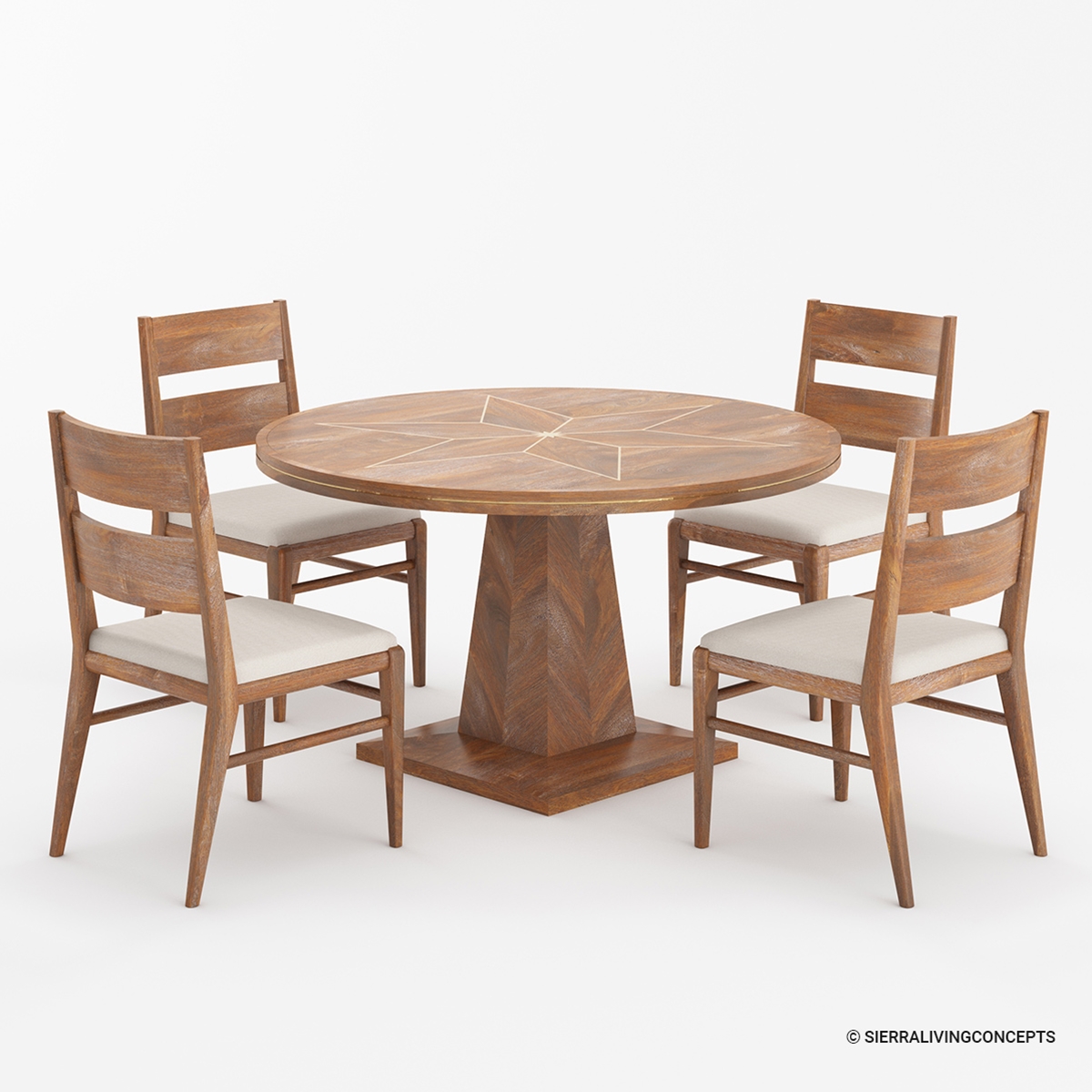 Glenrothes Solid Wood Mid Century Modern Dining Table Set