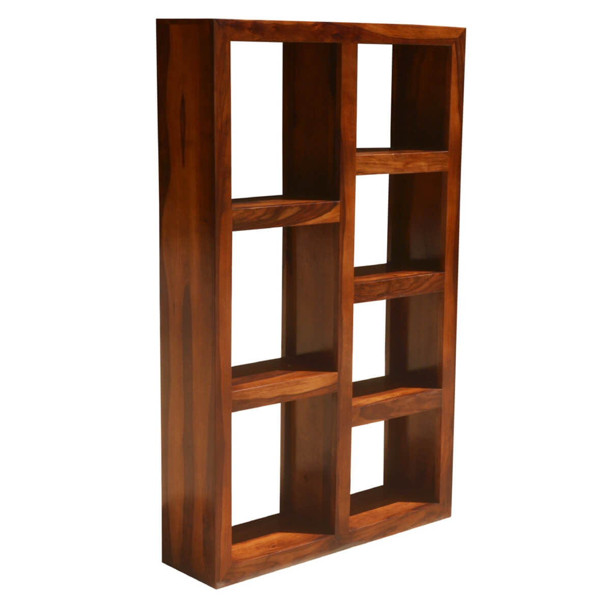 Duarte Rustic Solid Wood 7 Shelf Open Cube Bookcase