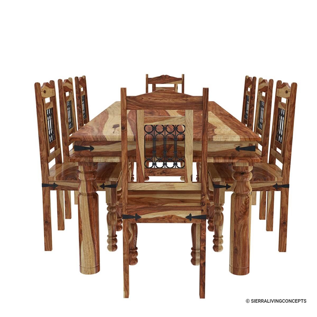 Dallas Classic Solid Wood Rustic Dining Room Table and Chair Set