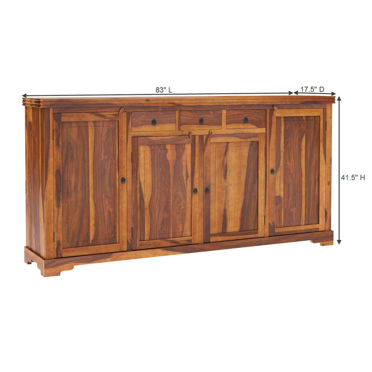 Santa Cruz Solid Wood 4Door 3Drawer Extra Long Sideboard