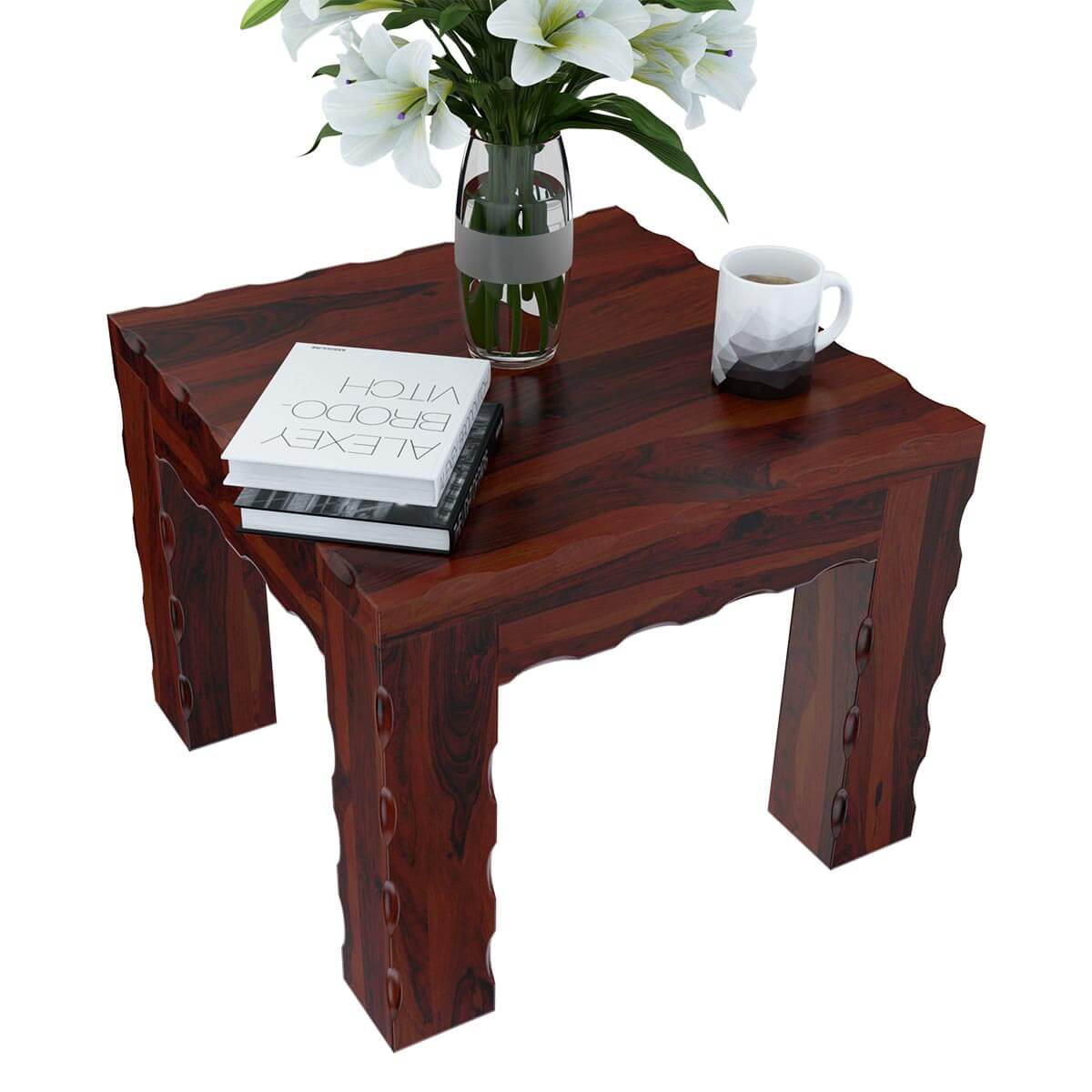 Yakima Contemporary Style Solid Wood Large Rustic End Table