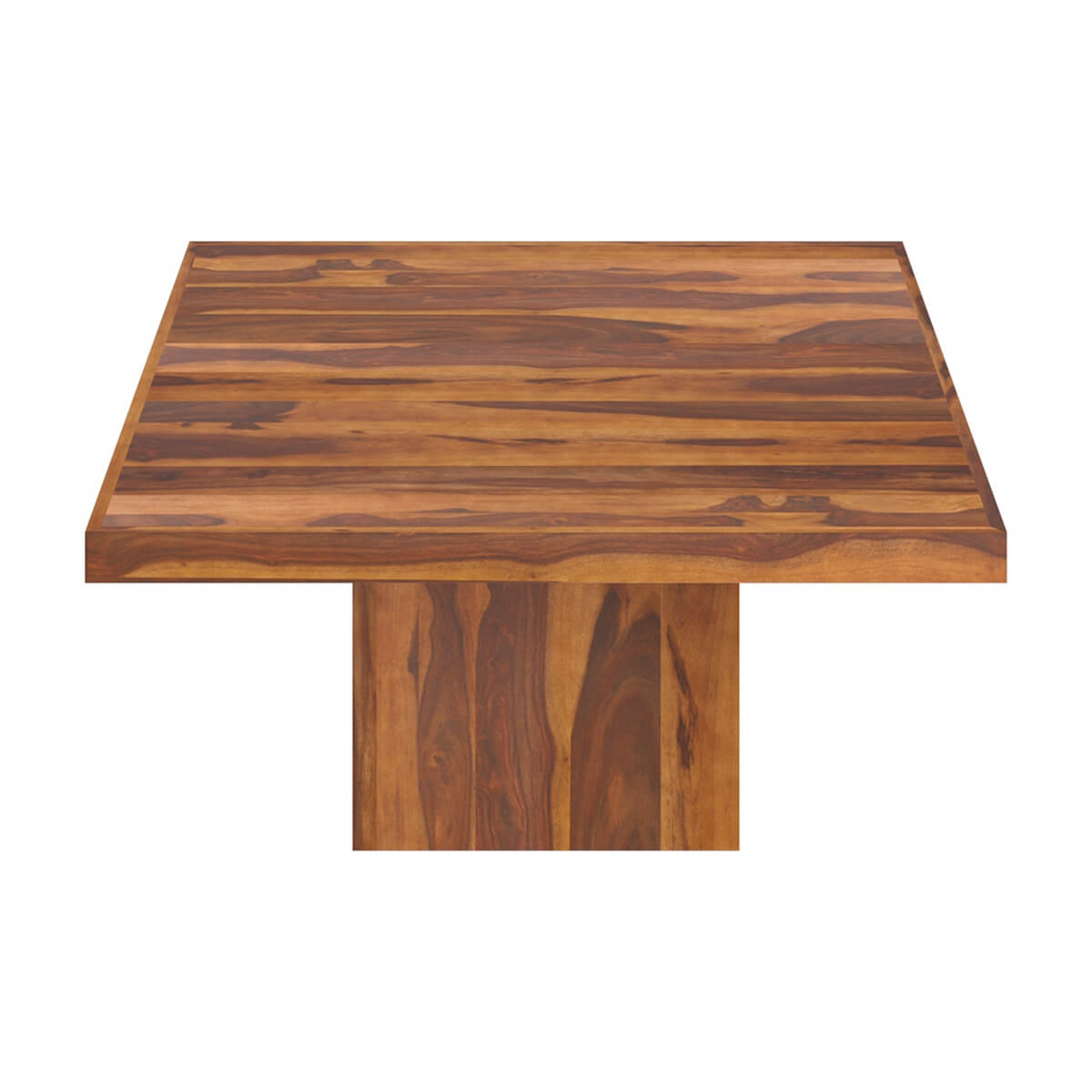 Brocton Solid Wood Modern Rustic Block Pedestal Square Dining Table