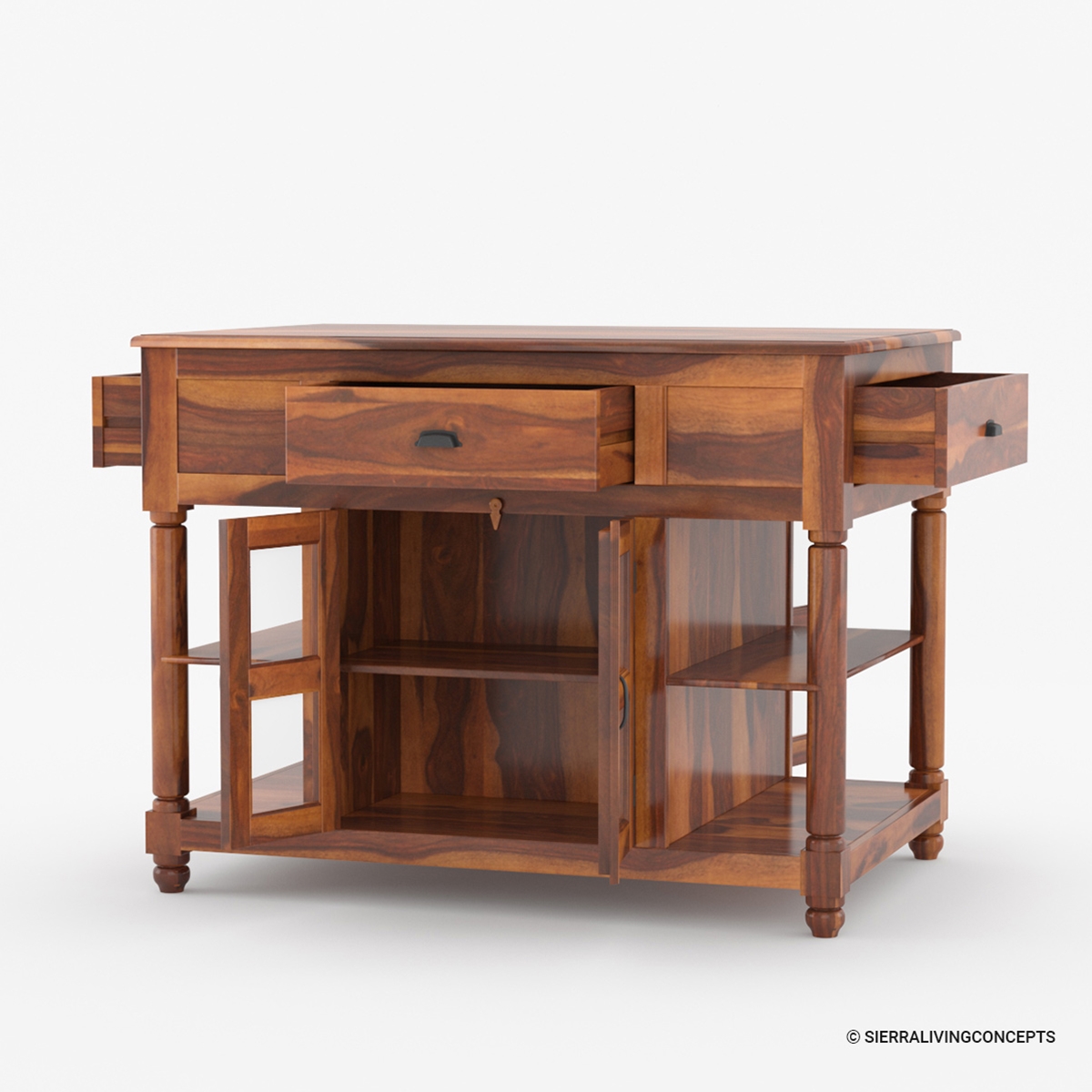 Lincoln Study 4Sided Solid Wood Kitchen Island