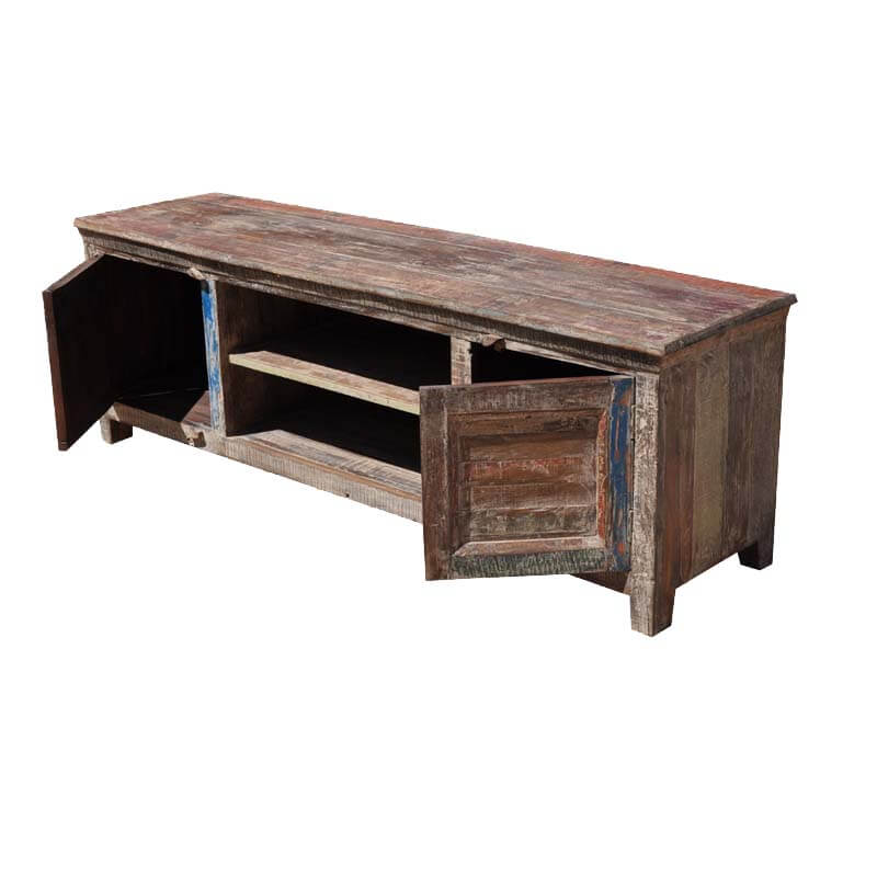 Rustic Distressed Reclaimed Wood Drawer Storage Media Console