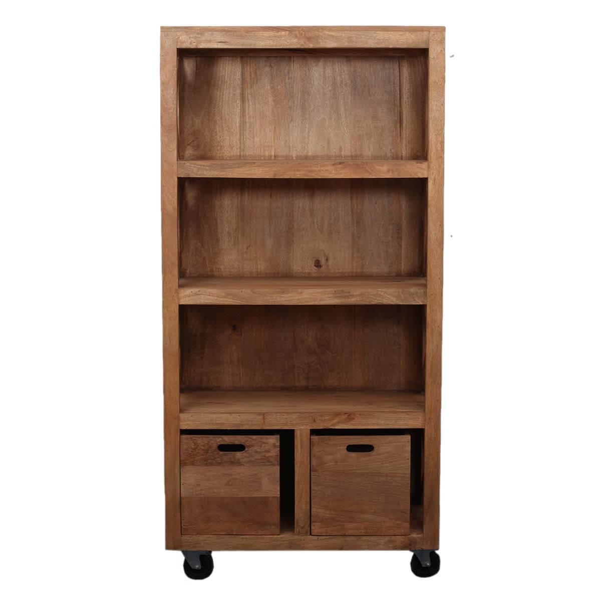 Dinuba 4 Open Shelf Modern Rustic Solid Wood Farmhouse Bookcase