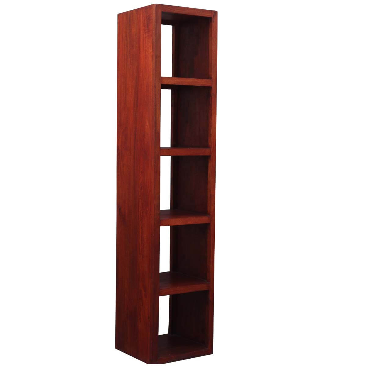 Contemporary Solid Hardwood Open Back Media Tower Bookcase