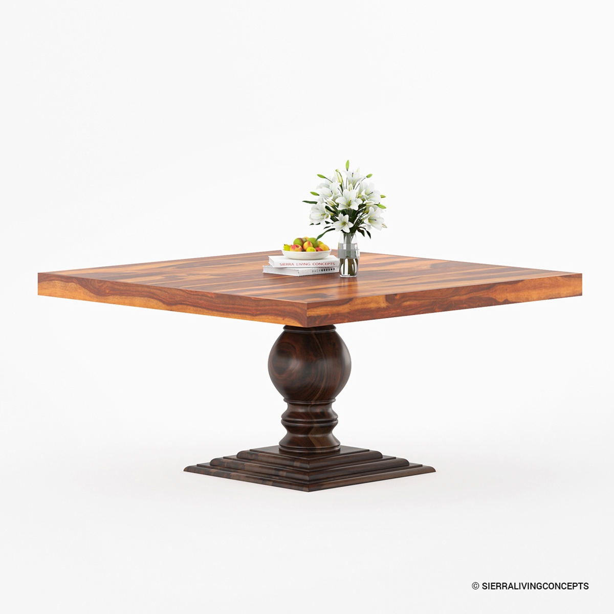 Minneapolis Rustic Solid Wood Fusion Pedestal Square Dining Table
