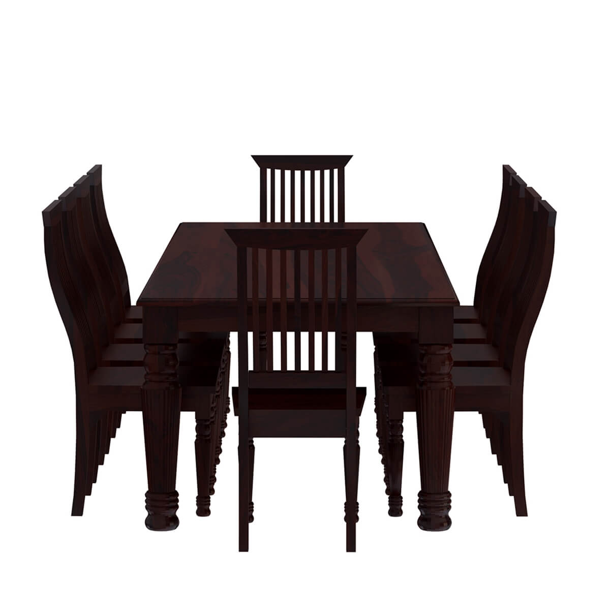 Colonial American Large Rustic Wood Dining Table and 10 Chairs Set