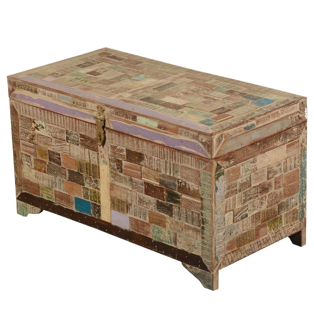 Tyndall Reclaimed Wood Standing Coffee Table Trunk Chest