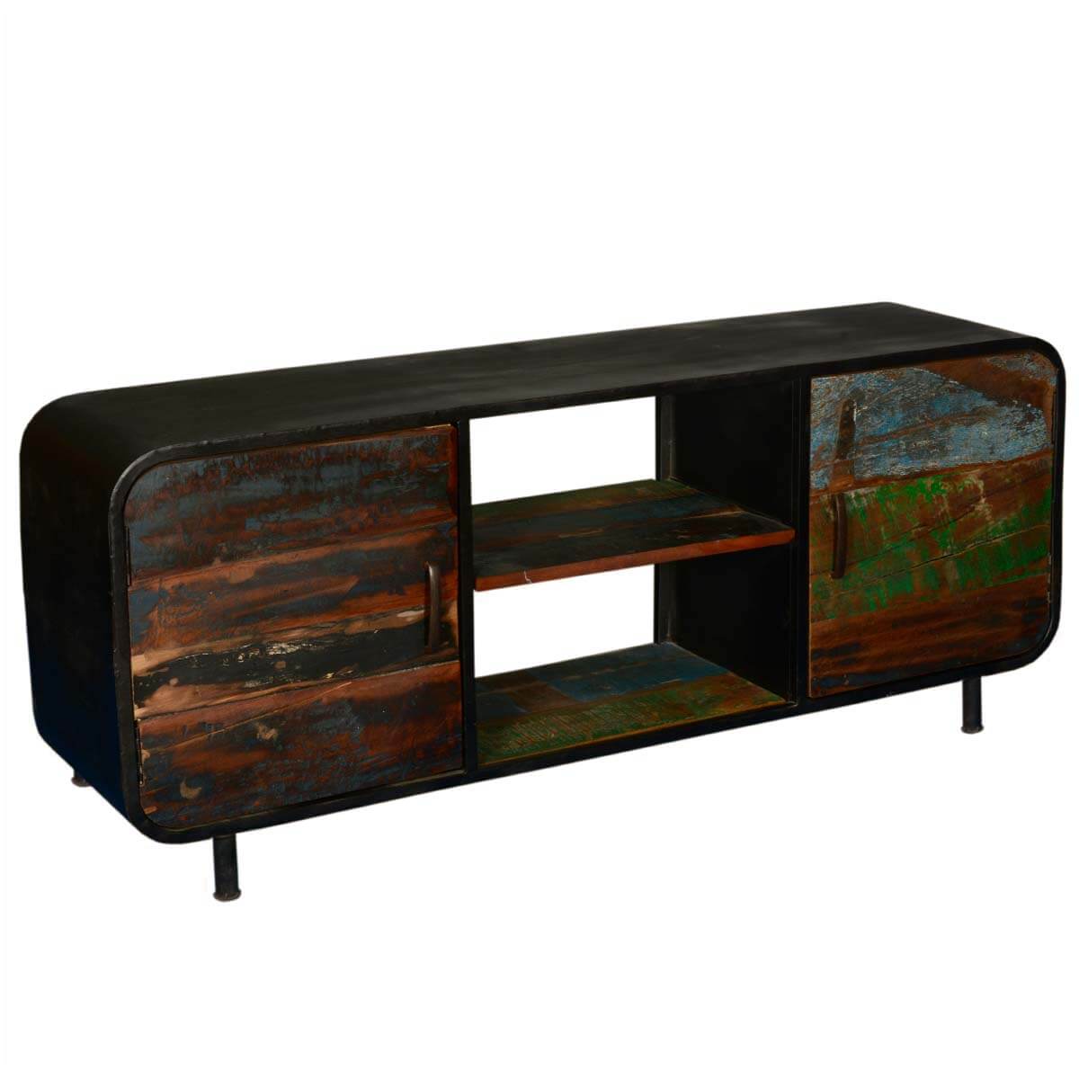 Retro Reclaimed Wood & Iron Media Console