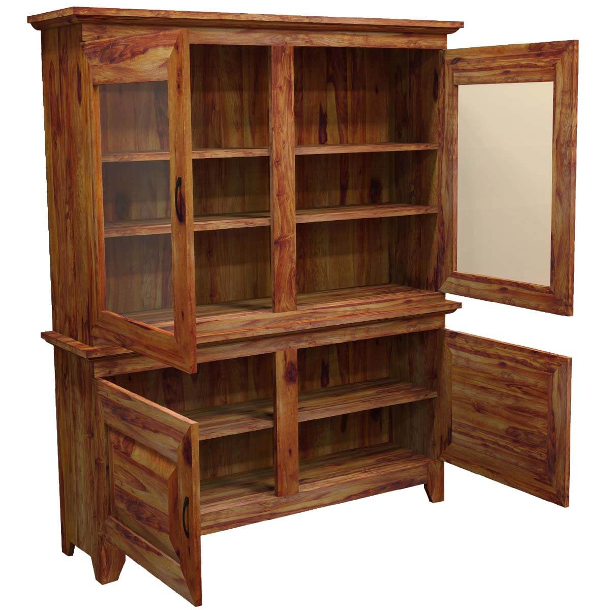 Sierra Nevada Traditional Solid Wood Glass Door Dining Room Hutch