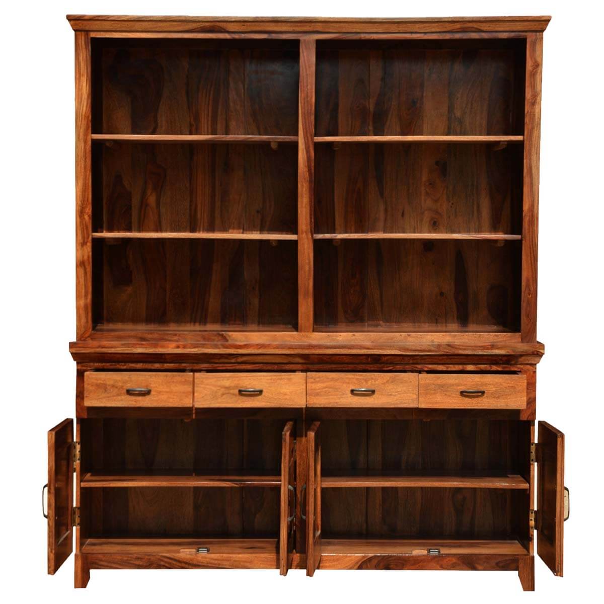 Mancusi Modern Country Breakfront Solid Wood Large Kitchen Hutch