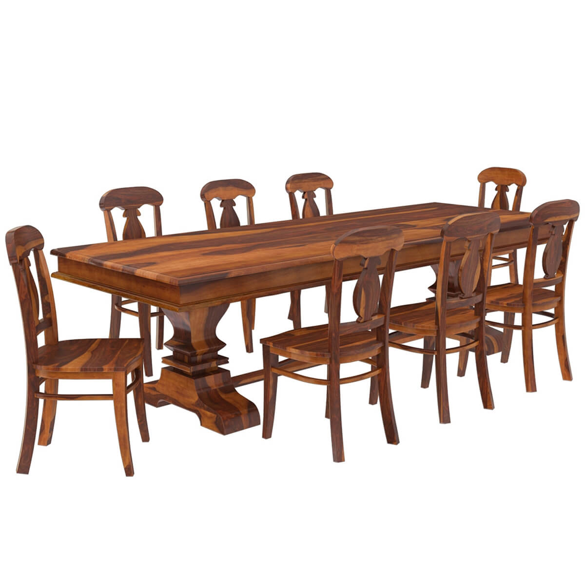 Tiraspol Rustic Solid Wood Trestle Dining Table Benches & 2 Chairs