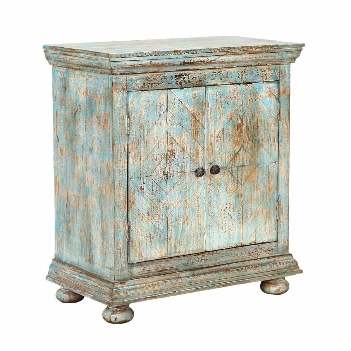 Brewster Rustic Blue Solid Wood 2 Door Storage Cabinet